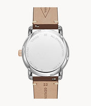 Fossil The Commuter Twist Black Dial Brown Leather Strap Watch for Men -  ME1165