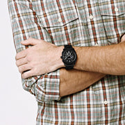 Fossil Machine Chronograph Black Dial Black Steel Strap Watch for Men - FS4552