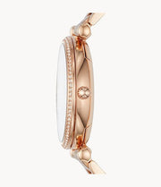 Fossil Carlie Rose Gold Dial Rose Gold Steel Strap Watch for Women - ES4301