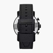 Fossil Nate Chronograph Black Dial Black Leather Strap Watch for Men - JR1354