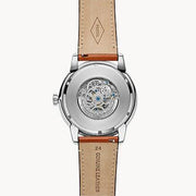 Fossil Townsman Automatic Skeleton Blue Dial Brown Leather Strap Watch for Men - ME3154