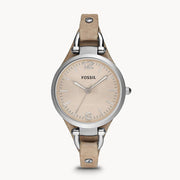 Fossil Georgia Bone Grey Dial Beige Leather Strap Watch for Women - ES2830