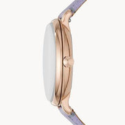 Fossil Jacqueline Purple Dial Purple Leather Strap Watch for Women - ES4814