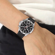 Hugo Boss Driver Chronograph Black Dial Black Leather Strap Watch for Men -1513087