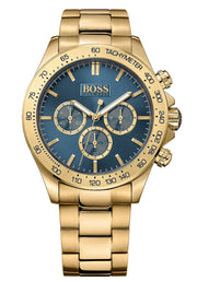 Hugo Boss Ikon Chronograph Blue Dial Gold Steel Strap Watch for Men - 1513340