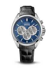 Hugo Boss Driver Chronograph Blue Dial Black Leather Strap Watch for Men - 1512882