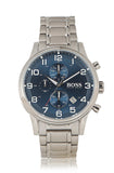 Hugo Boss Aeroliner Chronograph Blue Dial Silver Steel Strap Watch for Men - 1513183