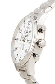 Hugo Boss Aeroliner Chronograph White Dial Silver Steel Strap Watch for Men - 1513182