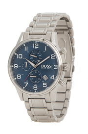 Hugo Boss Aeroliner Chronograph Blue Dial Silver Steel Strap Watch for Men - 1513183