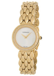 Versace V Flare Diamonds Silver Dial Gold Steel Strap Watch for Women - VEBN00918