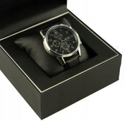 Hugo Boss Navigator Black Dial Black Leather Strap Watch for Men - 1513535