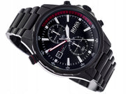 Hugo Boss Globetrotter Chronograph Black Dial Black Steel Strap Watch for Men - 1513825