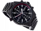 Hugo Boss Globetrotter Chronograph Black Dial Black Steel Strap Watch for Men - 1513825