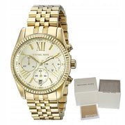 Michael Kors Lexington Chronograph Gold Dial Gold Steel Strap Watch for Women - MK5556