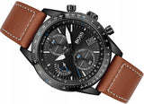 Hugo Boss Pilot Chronograph Black Dial Brown Leather Strap Watch for Men - 1513851