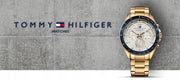 Tommy Hilfiger Luke Chronograph White Dial Gold Steel Strap Watch for Men - 1791121