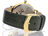 Versace V-Circle Manifesto Gold Dial Black Leather Strap Watch for Men - VBQ030017