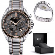 Hugo Boss Driver Sport Chronograph Grey Dial Two Tone Steel Strap Watch for Men - 1513094