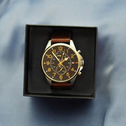 Tommy Hilfiger Dean Multifunctional Blue Dial Brown Leather Strap Watch for Men - 1791275