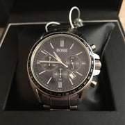 Hugo Boss Driver Chronograph Blue Dial Silver Steel Strap Watch for Men - 1513081