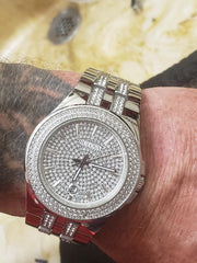Bulova Crystal Pave Silver Dial Silver Steel Strap Watch for Men - 96B235