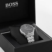 Hugo Boss Oxygen Chronograph Grey Dial Silver Steel Strap Watch for Men - 1513596