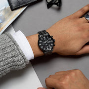 Hugo Boss Aeroliner Chronograph Black Dial Black Steel Strap Watch for Men - 1513180