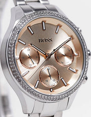 Hugo Boss Hera Rose Pink Dial Silver Steel Strap Watch for Women - 1502565