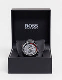 Hugo Boss Globetrotter Chronograph Black Dial Black Steel Strap Watch for Men - 1513825