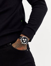 Hugo Boss Companion Black Dial Black Leather Strap Watch for Men - 1513543