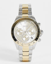 Hugo Boss Novia Chronograph Gold Dial Two Tone Steel Strap Watch for Women - 1502618
