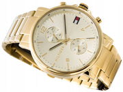 Tommy Hilfiger Daniel White Dial Gold Steel Strap Watch for Men - 1710415