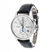 Hugo Boss Jet Chronograph White Dial Black Leather Strap Watch for Men - 1513282
