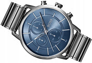 Hugo Boss Architectural Chronograph Blue Dial Grey Steel Strap Watch for Men - 1513574