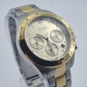 Hugo Boss Novia Chronograph Gold Dial Two Tone Steel Strap Watch for Women - 1502618