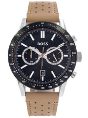 Hugo Boss Allure Chronograph Black Dial Brown Leather Strap Watch for Men - 1513964