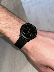 Calvin Klein Minimal Black Dial Black Mesh Bracelet Watch for Men - K3M5145X