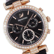 Swarovski Era Journey Chronograph Black Dial Black Leather Strap Watch for Women - 5295320