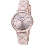 Emporio Armani Kappa Quartz Rose Gold Dial Pink Leather Strap Watch For Women - AR11010