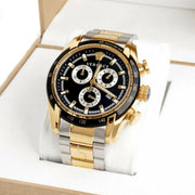 Versace V-Ray Chronograph Black Dial Two Tone Steel Strap Watch For Men - VE2I00421