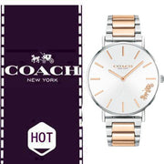 Coach Perry Silver Dial Two Tone Steel Strap Watch for Women - 14503346