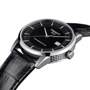 Tissot T Classic Luxury Powermatic 80 Black Dial Black Leather Strap Watch For Men - T086.408.16.051.00