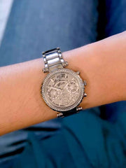 Guess Solstice Diamonds Silver Dial Silver Steel Strap Watch for Women - GW0403L1