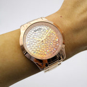 Guess Crush Rose Gold Dial Rose Gold Steel Strap Watch For Women - GW0020L3