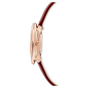 Swarovski Crystal Flower Red Dial Red Leather Strap Watch for Women - 5552780