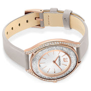 Swarovski Crystalline Aura Silver Dial Beige Leather Strap Watch for Women - 5519450