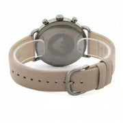 Emporio Armani Aviator Chronograph Grey Dial Beige Leather Strap Watch For Men - AR11107