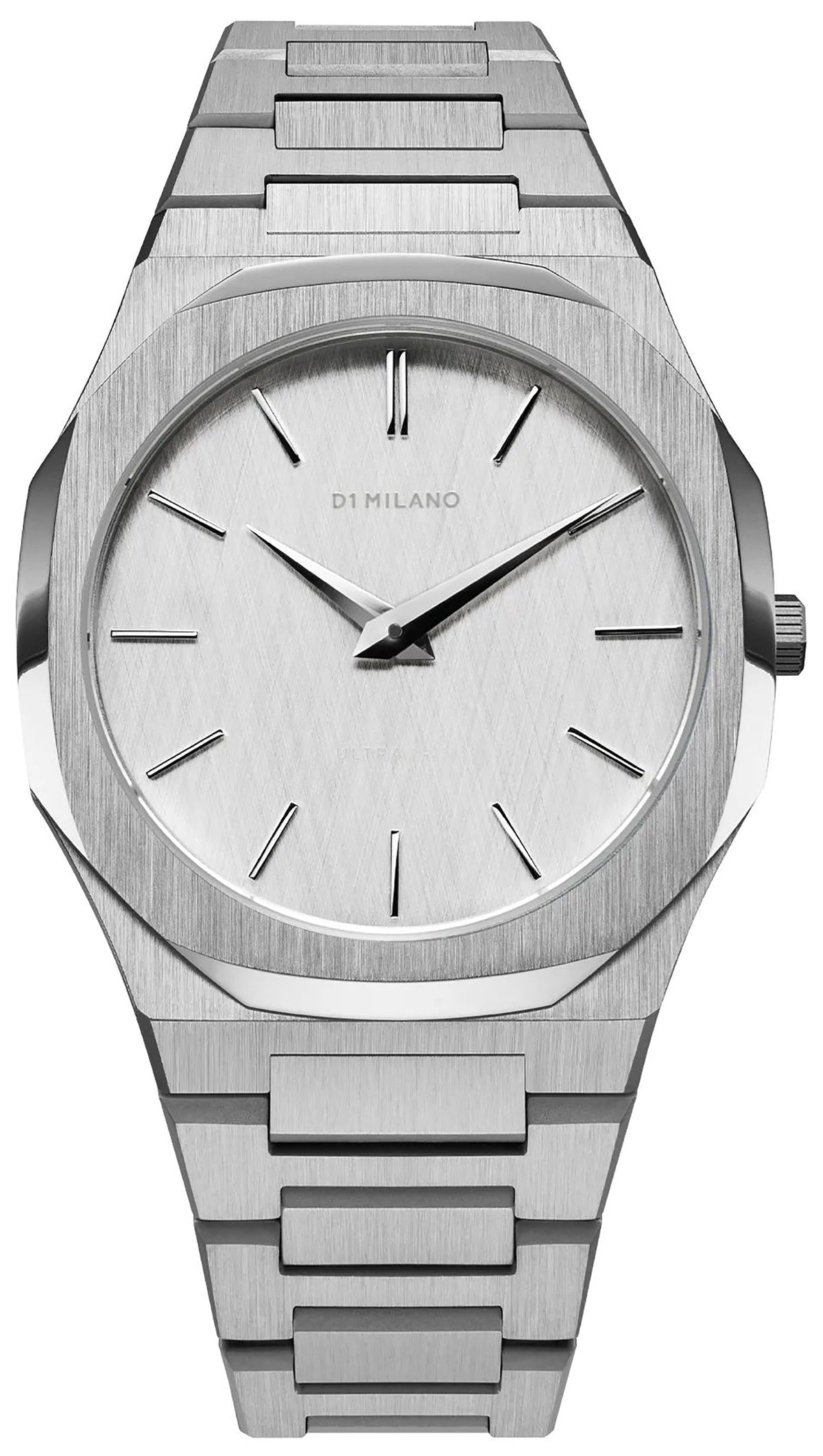 D1 Milano Ultra Thin Linen White Dial Silver Steel Strap Watch for Unisex - D1-UTBJ23