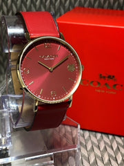 Coach Perry Red Dial Red Leather Strap Watch for Women - 14503867