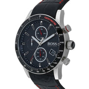 Hugo Boss Rafale Chronograph Black Dial Black Leather Strap Watch For Men - 1513390